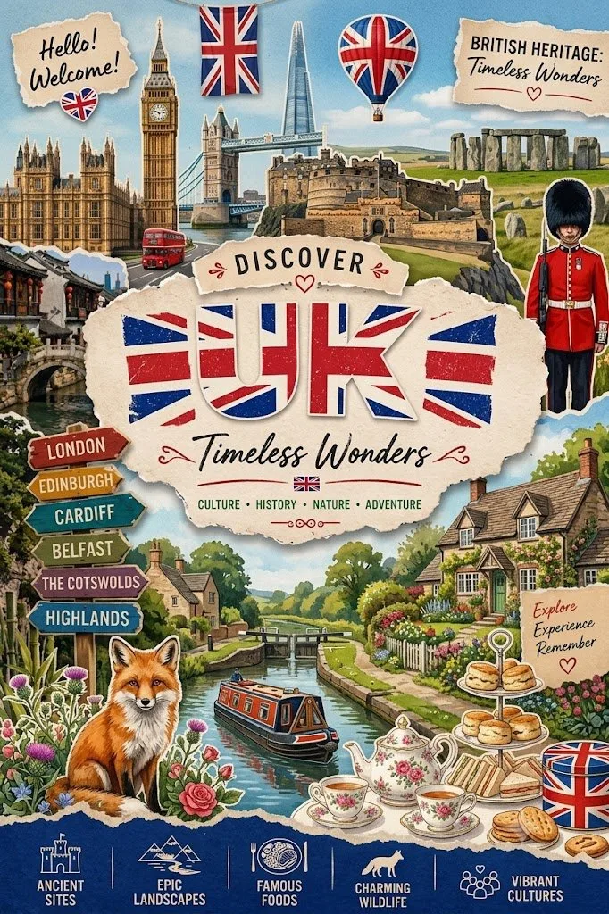 Vintage collage scrapbook travel poster — After