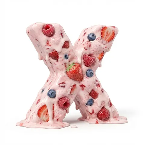 Melting berry ice cream letter