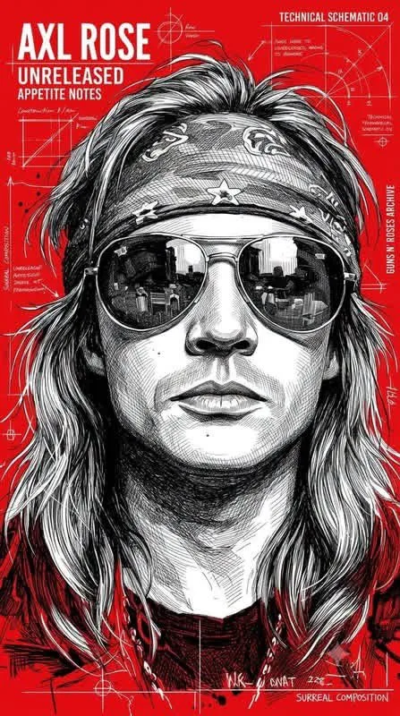 Detailed black ink ballpoint pen illustration red background — After