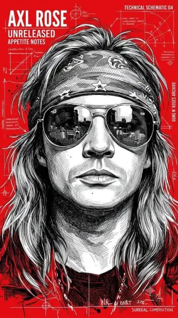 Detailed black ink ballpoint pen illustration red background
