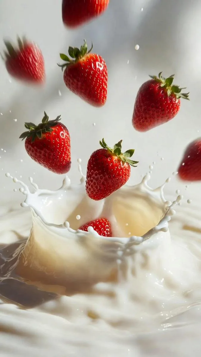 Ultra realistic strawberry milk splash — Sonra