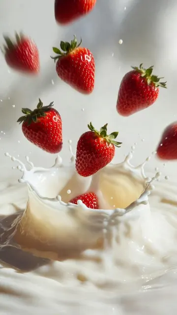 Ultra realistic strawberry milk splash