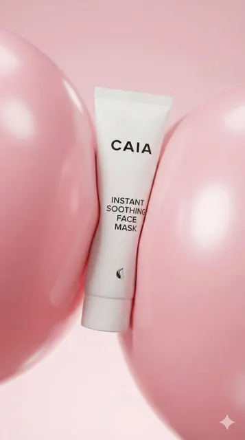 Pink balloon skincare ad