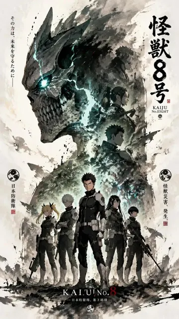 Ultra detailed dark ink wash anime poster