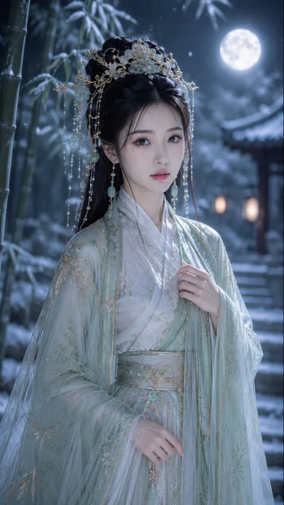 Moonlight xianxia tang fantasy female portrait — After