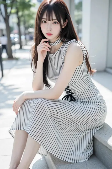 Crisp summer striped midi dress outfit