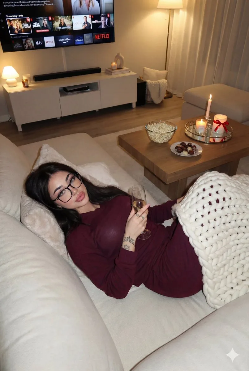 Burgundy silky loungewear cozy moment — After