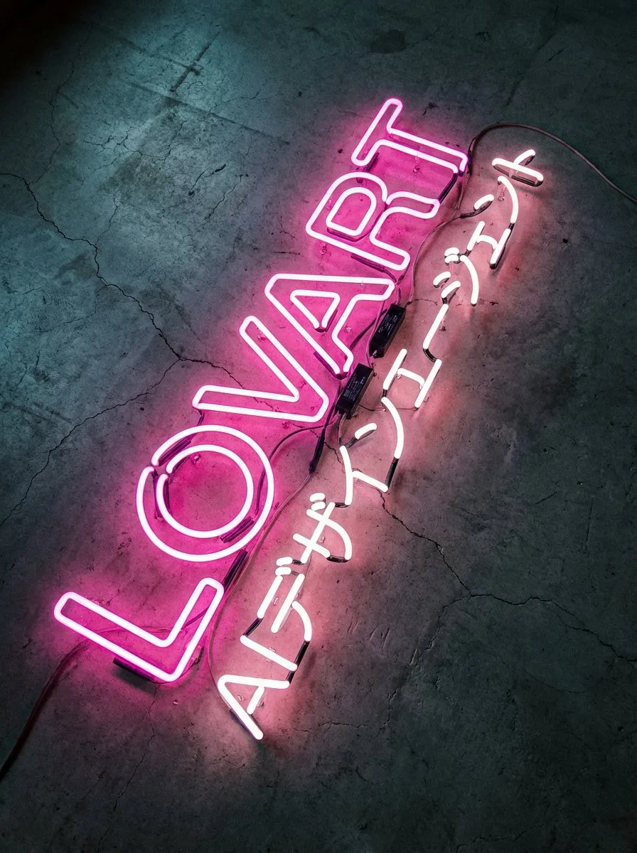 Pink neon concrete art — After