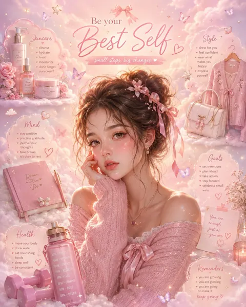 Dreamy soft girl aesthetic poster infographic