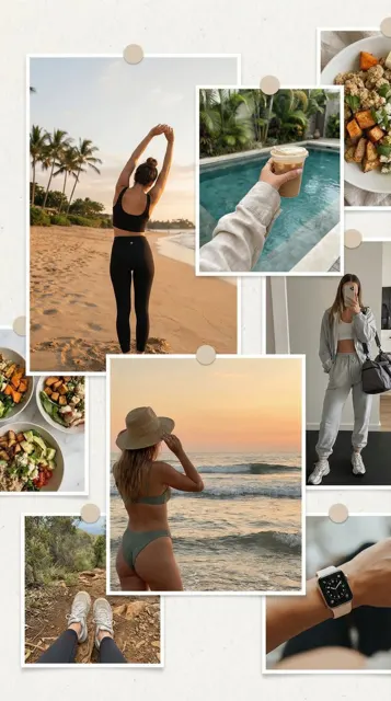 Summer beach fitness magazine collage