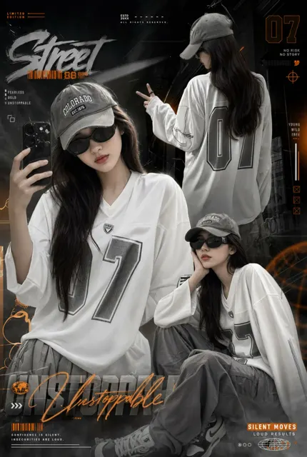 Ultra aesthetic streetwear girl collage poster