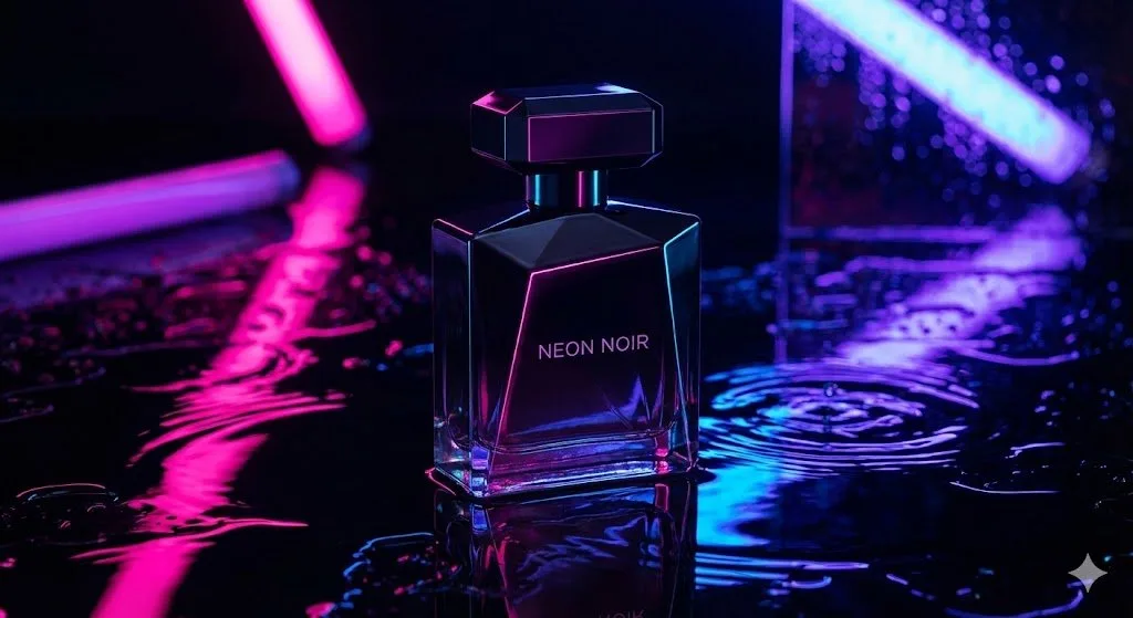 Neon wet surface product photography — Sonra