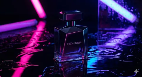 Neon wet surface product photography