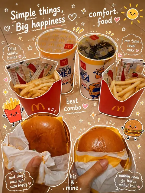 Kawaii aesthetic food collage doodles