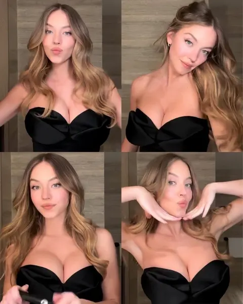 Honey blonde flirty selfie