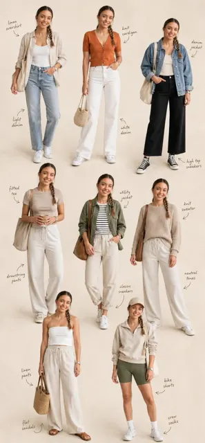 8 piece creative collages of casual wear
