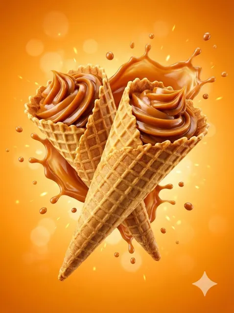 Floating caramel cone visuals