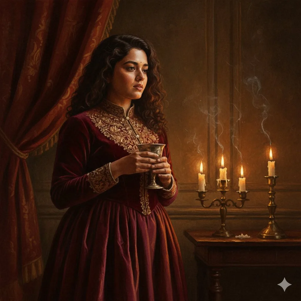 Baroque candlelight oil watercolor portrait — Sonra