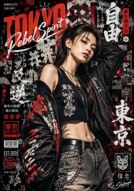 Japanese graffiti urban fashion portrait poster
