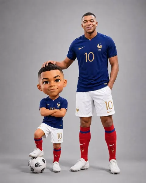 France football player with chibi mini version