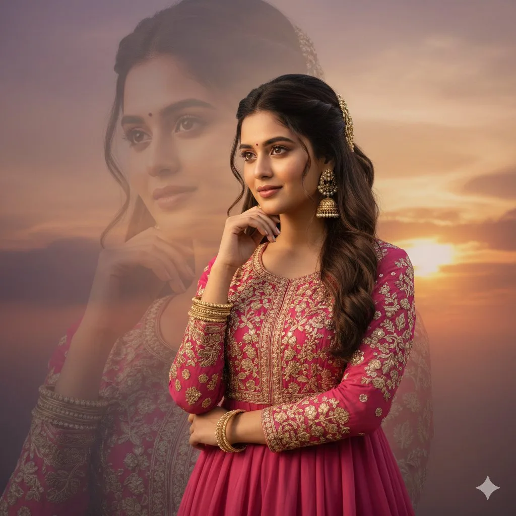 Sunset double exposure indian beauty — Sonra