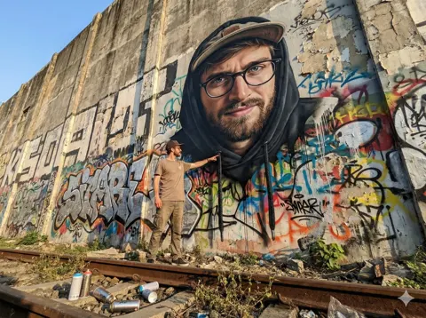 Giant street art breaking reality