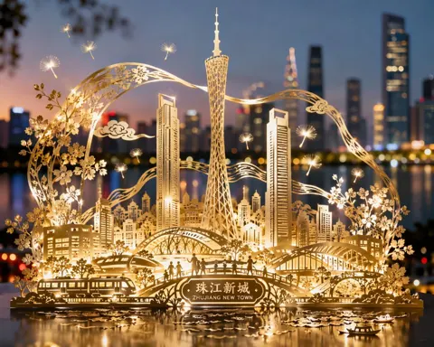 Zhujiang new town paper cut night