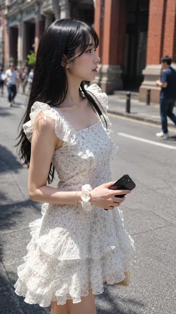 Smartphone candid east asian woman street photography