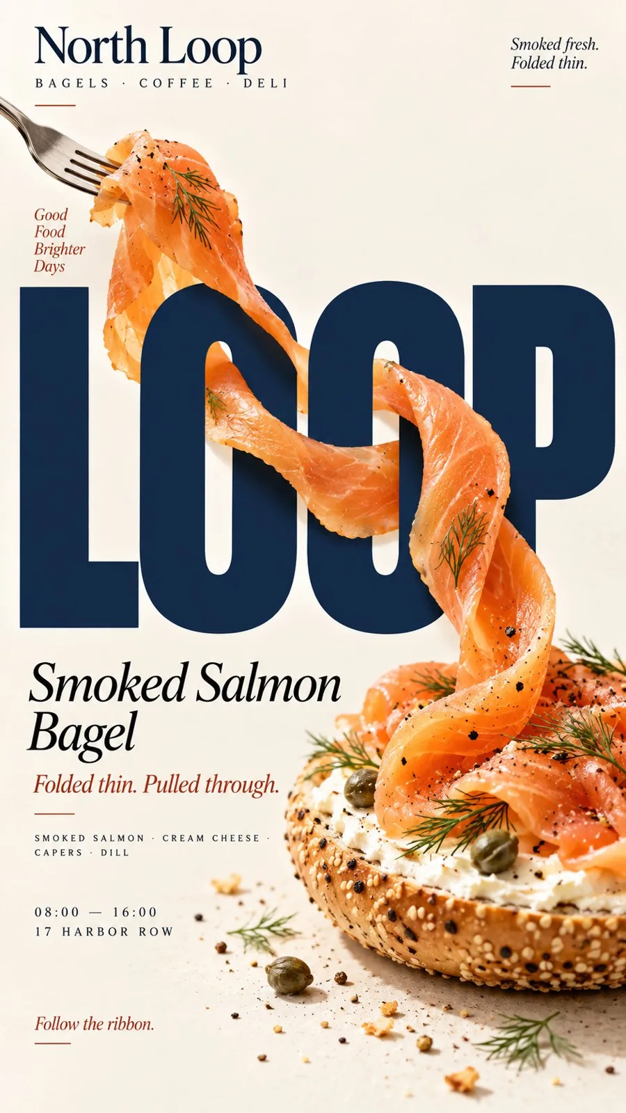 Creative food editorial poster typography interaction — After