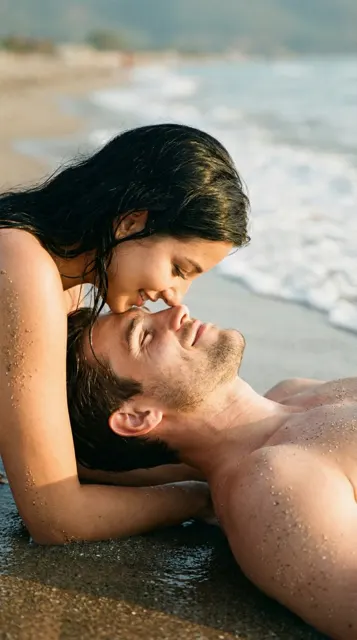 Beach intimate closeup film romance