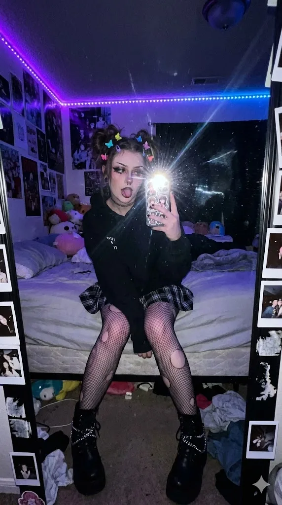 Dark bedroom rebellious selfie — After