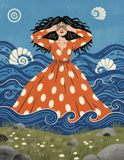 Screen print polka dot girl