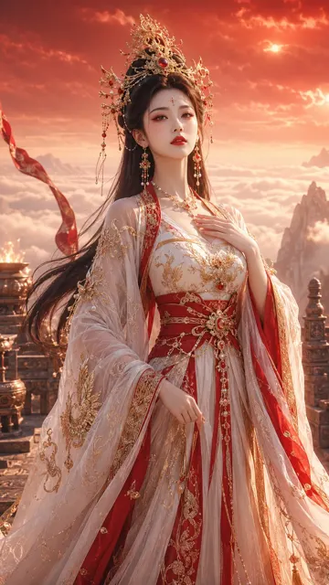 Tang style fantasy xianxia goddess ritual poster