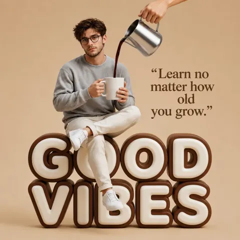 Ultra realistic 3d cinematic motivational poster good vibes