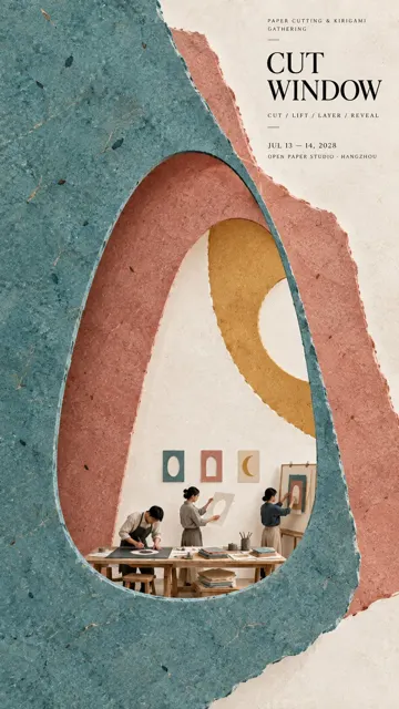 Handmade paper structural cultural poster