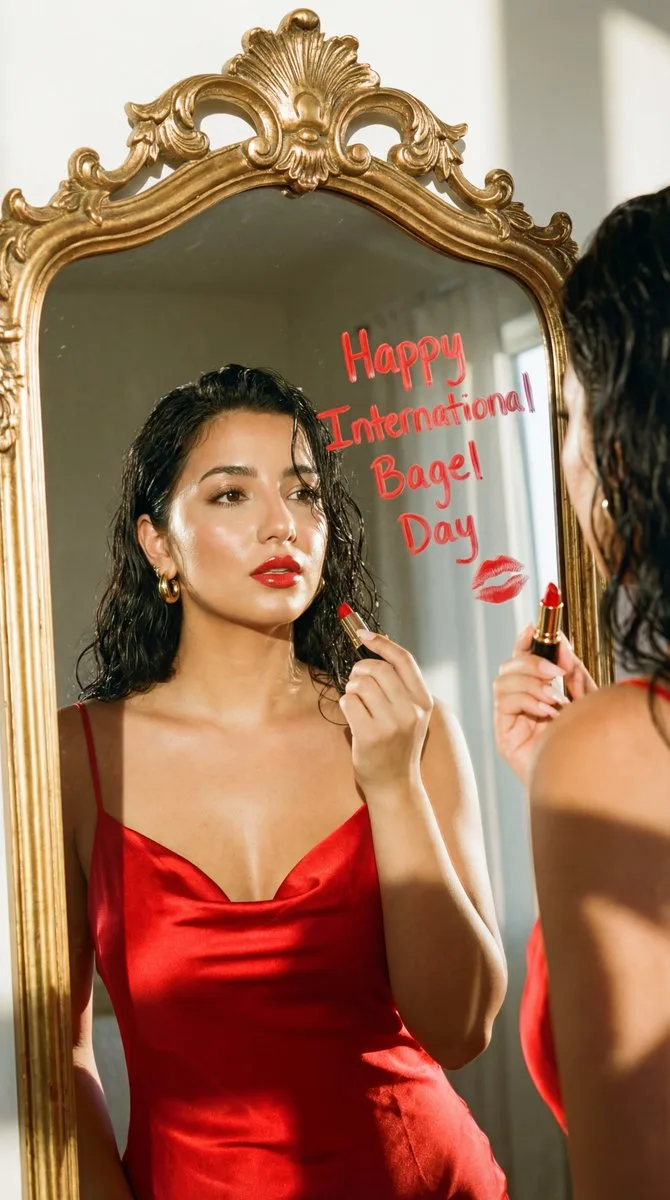 Vintage mirror red lip fashion — Sonra