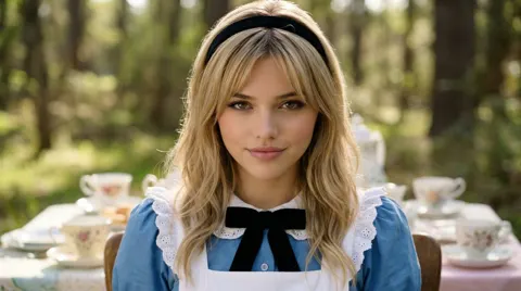 Cinematic closeup confident alice
