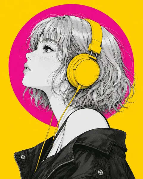 Modern anime pop art girl portrait