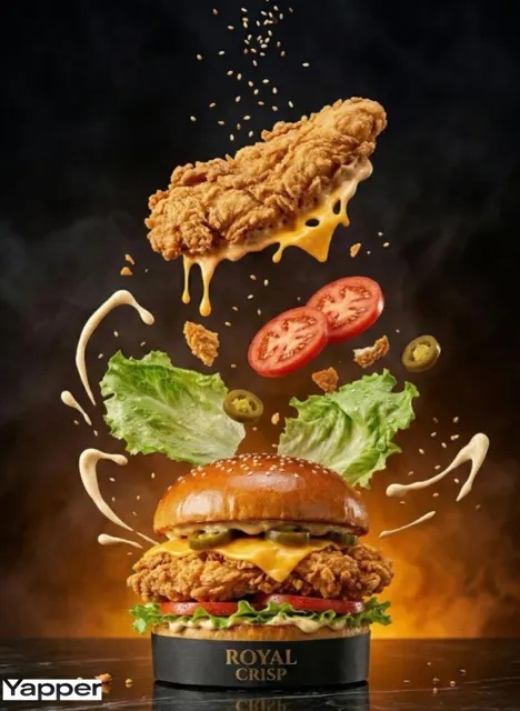 Luxury chicken burger explosion