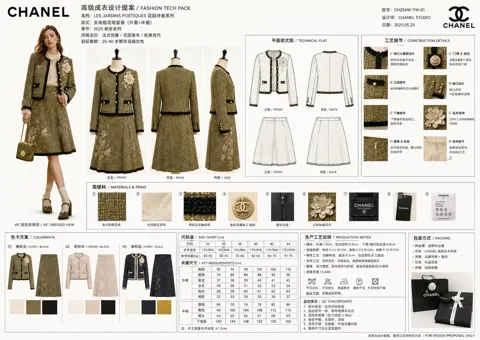 Chanel style fashion tech pack design