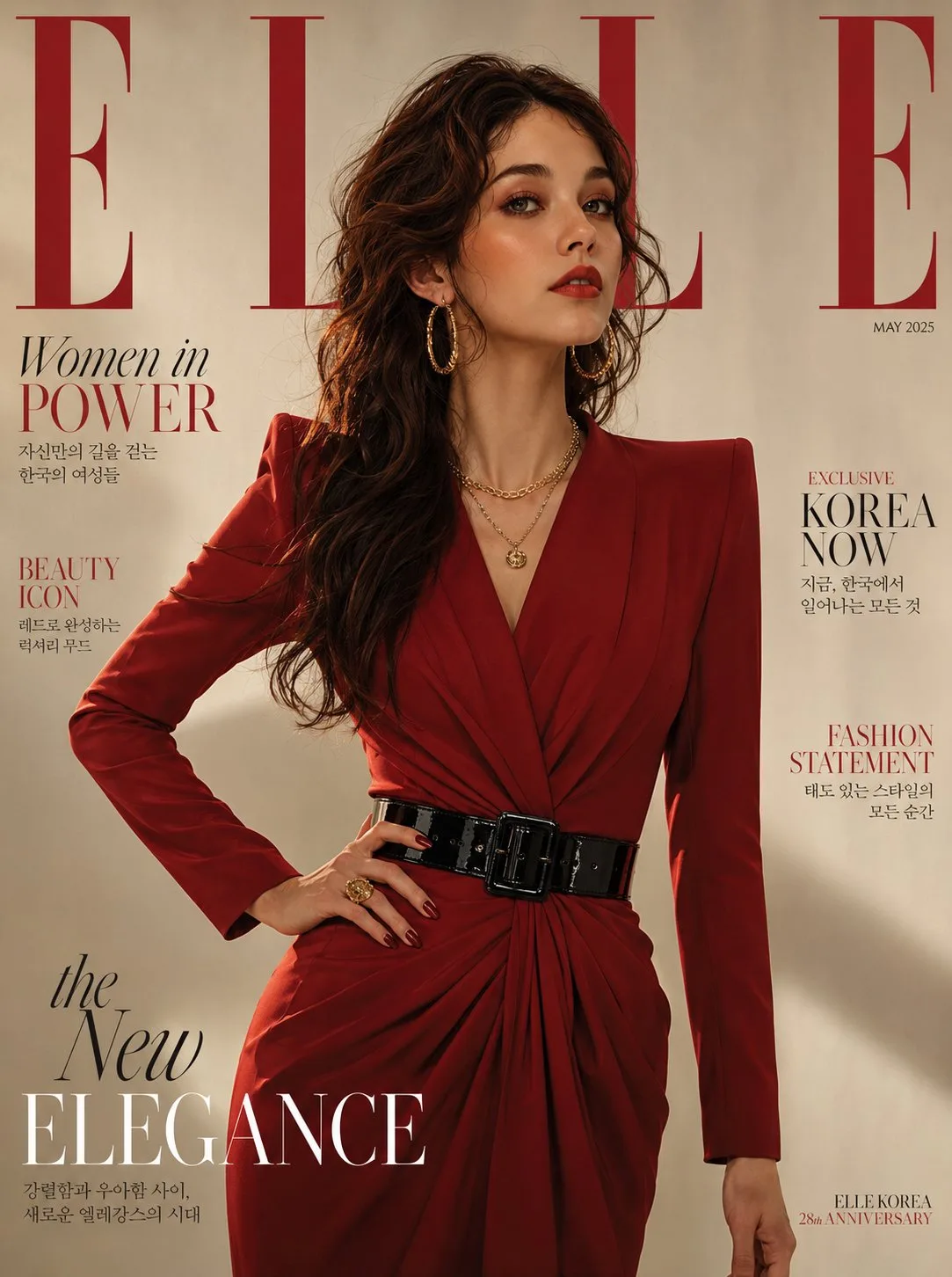 Ultra realistic korean woman elle magazine cover — After