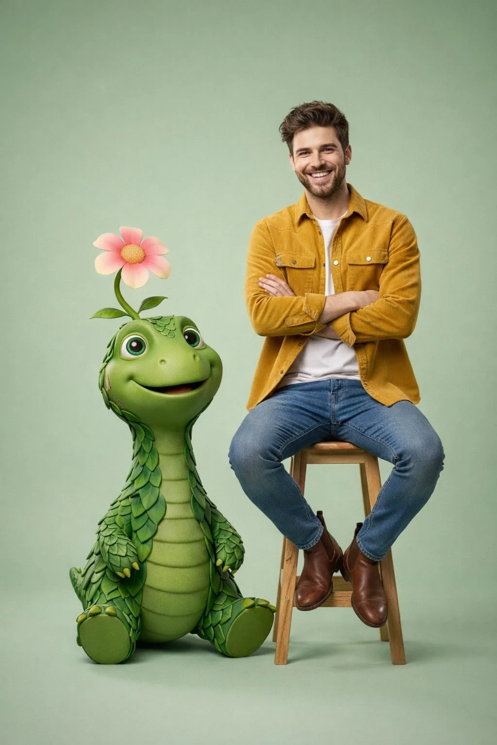 Green dino smile boy — Sonra