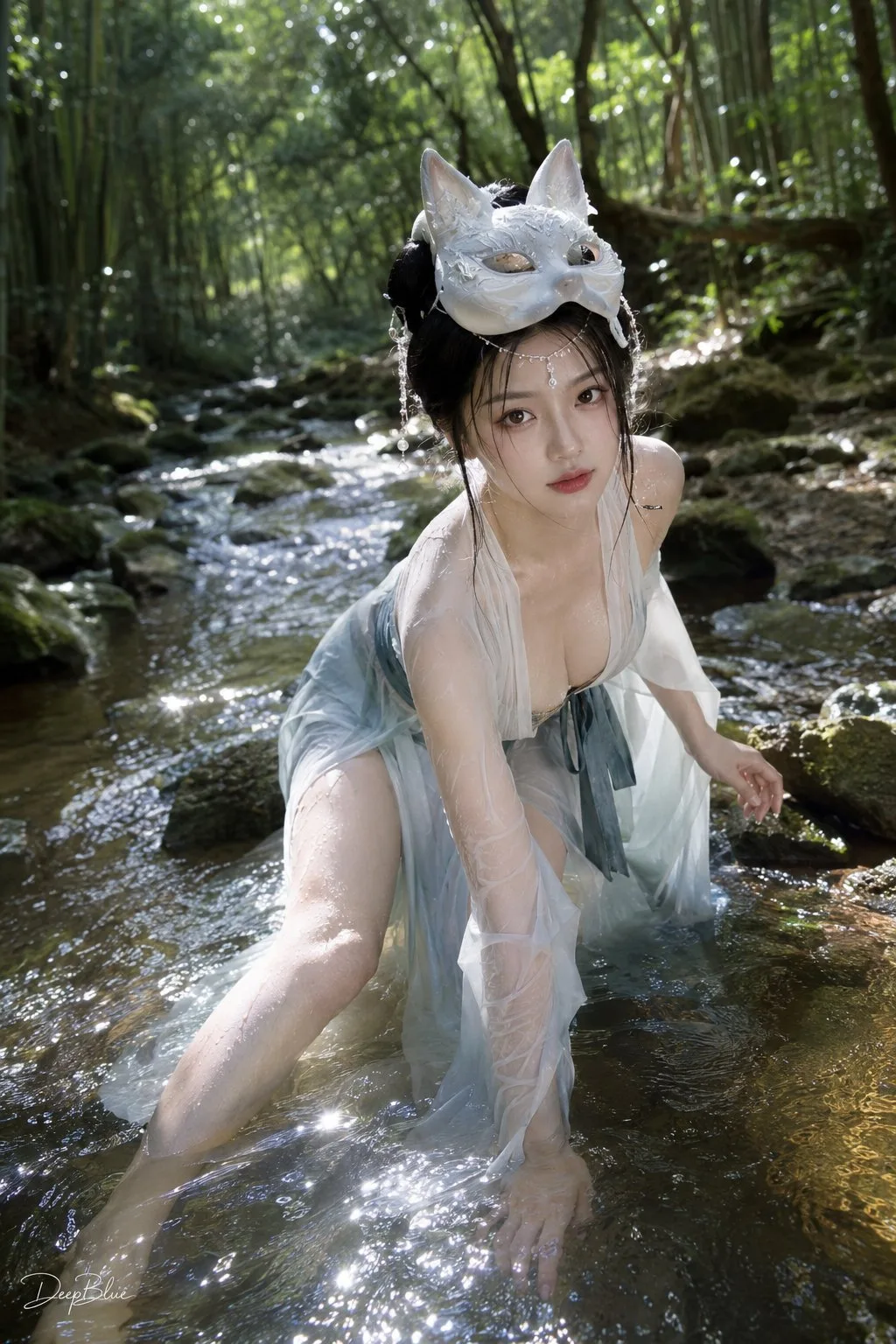 Iphone 16 pro snapshot bamboo forest creek new chinese style fox spirit — Sonra