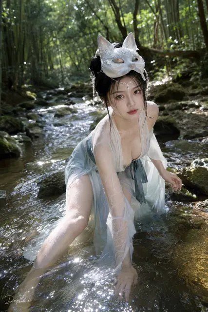 Iphone 16 pro snapshot bamboo forest creek new chinese style fox spirit
