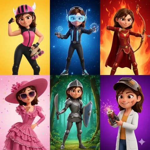 Pixar girl six grid outfits