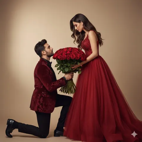Cinematic proposal red roses