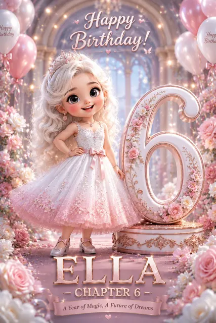 3d chibi birthday poster disney style