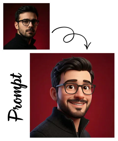 Pixar style 3d avatar warm smile
