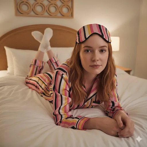 Cozy satin pajama selfie — Sonra