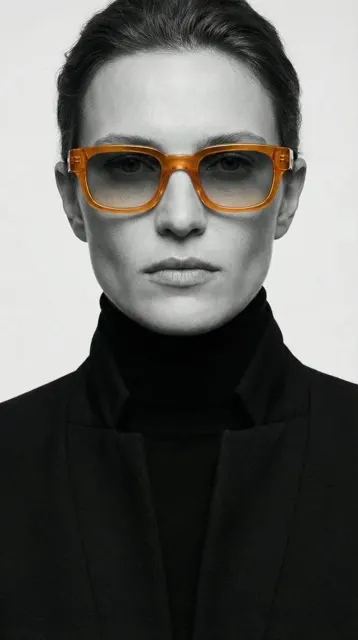 Editorial luxury fashion portrait orange sunglasses